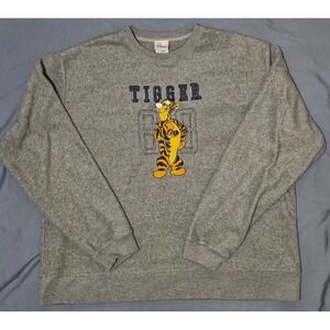 Vintage‎ Disney Sweater Adult XL Gray Winnie The Pooh Tigger Fleece Sweatshirt